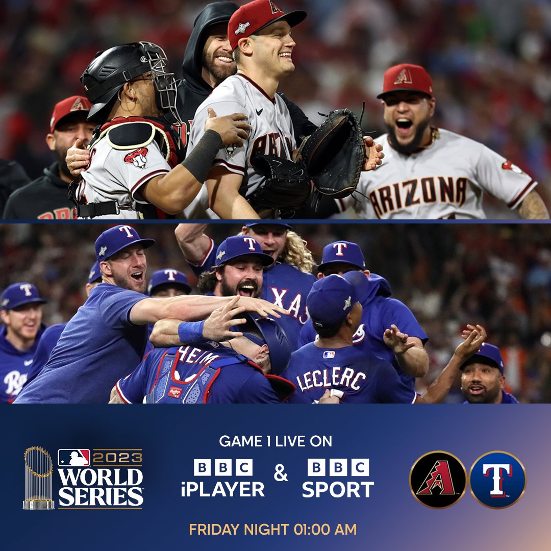 The #WorldSeries is coming to the BBC! ⚾️ Game 1 of the Fall Classic between the @DBacks & @Rangers is live on @BBCSport, @BBCiPlayer and the red button, with @MelanieLynneN, @Xavier_Scruggs and @hyphen18 in the commentary box Who's staying up? #Postseason