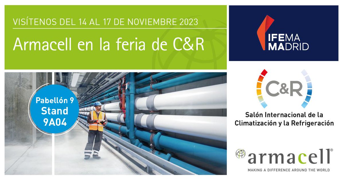 Únase a nosotros en #CLIMATIZACIÓNYREFRIGERACIÓN, del 14 al 17 de noviembre, Stand 9A04, Pabellón 9.

Descubra las novedades en nuestras soluciones de aislamiento térmico y acústico, y conozca cómo podemos ofrecerle el mejor soporte técnico:

➡️acortar.link/c1oGwP
#FeriaCR