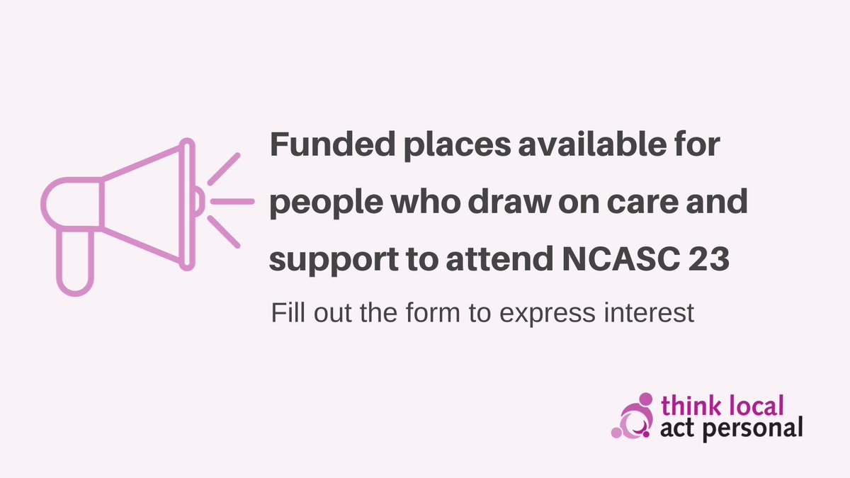 We're distributing funded tickets to attend #NCASC23 on behalf of <a href="/1adass/">ADASS</a> <a href="/LGAcomms/">Local Government Association (LGA)</a>, who are making tickets available for people who draw on care and support and their carers.

To express your interest in attending, please fill out this form ➡️ ow.ly/lGio50Q0YCi