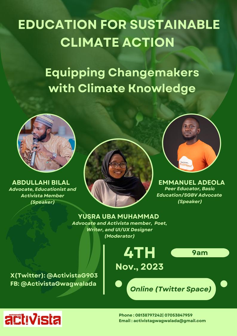 Join us for a transformative journey at our #ClimateEducationWebinar! 🌍📚 Explore 'Education for Sustainable Action: Equipping Change Makers with Climate Knowledge.' 🌱 Let's empower the next generation of climate leaders. 🌟
 #ClimateChange #EfucationForAll