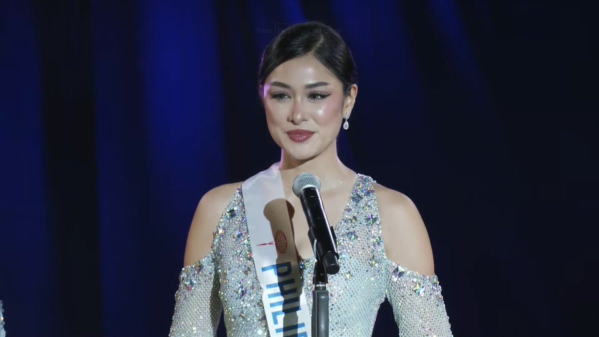 ABSCBNNews's tweet photo. Here is the Philippines' Nicole Borromeo's answer during the Q&A round of #MissInternational2023. 

Question: The Sustainable Development Goals or SDGs by the United Nations have targets that are set to be achieved by 2030. What have you done so far in terms of SDG initiatives? 

"As someone who experienced the wrath of natural disasters, home is everything. I've worked tirelessly with Habitat for Humanity and the SDG's goal number 11 of sustainable cities and communities. It is through this volunteer work that I could see in the faces of the children how much they wanted to help, how much they wanted to be a part of the future. Because when it comes to sustainability, we must keep in mind that it is not only for the next generation, but to include them in the process."

(📷: Screen grab from Miss International/YouTube)
