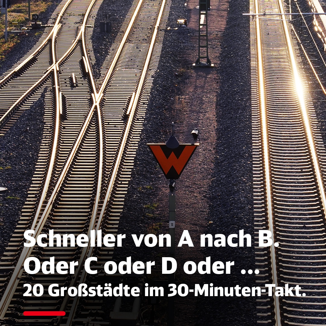 walter_sandra's tweet photo. Verkehrswende? Steuern wir im Halbstundentakt an ⏱️

Zum Fahrplanwechsel führen wir so viele neue Verbindungen im Fernverkehr ein wie seit 20 Jahren nicht mehr. Und tragen dazu bei, die Welt ein Stück grüner zu machen. 🌿

#WirBeiDerDB #MehrBahnFürAlle https://t.co/mkTKNTT3Te