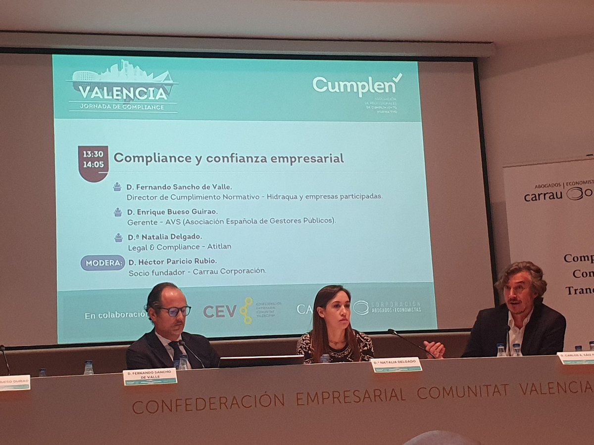 PabGarBer70's tweet photo. Jornada practica en materia de cumplimiento normativo en Valencia
En el camino de la madurez del Compliance!!!
 @cumplen_asoc @infoHIDRAQUA https://t.co/ehCY4EcA6x