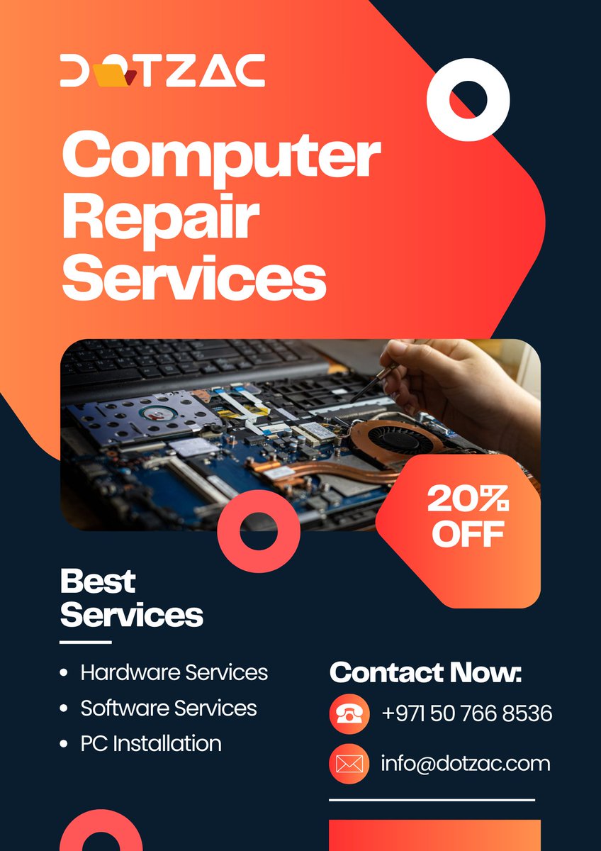 dotzac_official's tweet photo. Computer &amp; Laptop Repair Services! 🖥🔧

💻 Expert Hardware Services
🔍 Skilled Software Services
🛠️ Professional PC Installation
🌐 Get Your Tech Running Smoothly 

📞+971507668536
✉️ info@dotzac.com
🌍 https://t.co/0ePUWdFEoA

#computerrepair #laptoprepair #hardwareservices https://t.co/rDAIBfp2EV