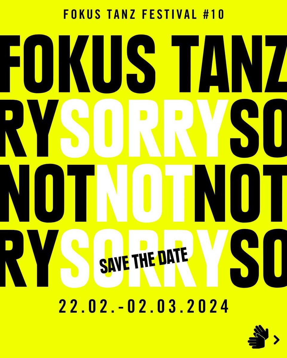 SAVE THE DATE! In February, Fokus Tanz Festival celebrates its tenth birthday. We’re excited to be co-curating this anniversary edition with the @Kampnagel dramaturgy team. The festival will take up the entirety of the Kampnagel building for two weeks. 🗓️ 22 Feb - 2 Mar 2024