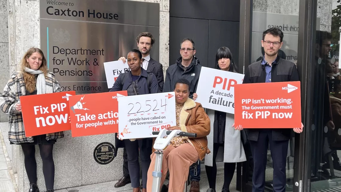 Yesterday we handed in our #10YearsOfPIP petition to <a href="/DWPgovuk/">Department for Work and Pensions</a>
 
We met with MP's at Westminster and we were joined by Rob and Shereena, who both live with MS, and have shared their experiences of PIP as part of our campaign.
 
➡️mssoc.uk/45Qu31Y