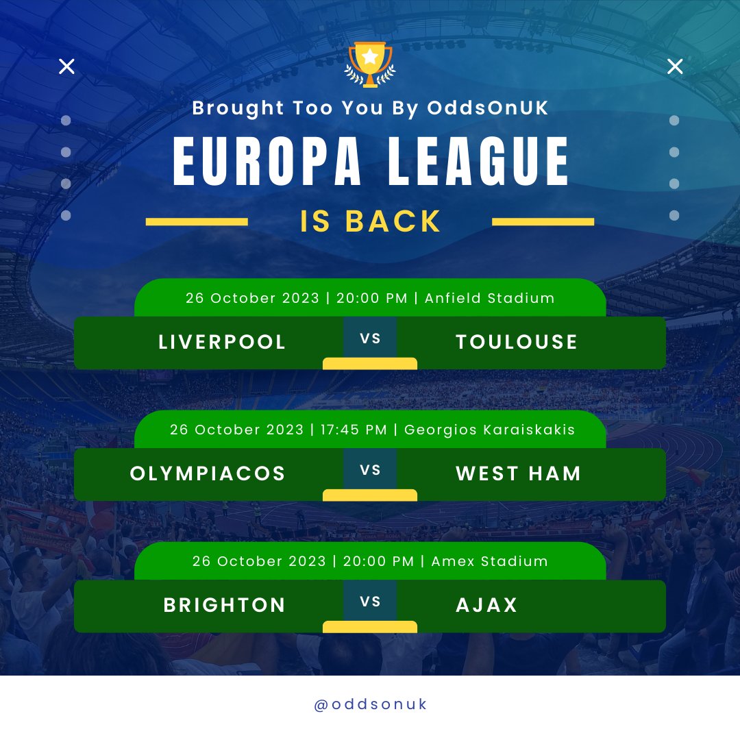 QuickCopUK's tweet image. After A Great Last Night The Europa League Is Here🔥

4 Massive Tips Including A 50/1 💰

Just Join For FREE Via The Link In The Bio 🤝

#europaleague #europabets #liverpool #toulouse #westhame #olympiacos #brighton #ajax #footballbets #footballtips #betting #europabets