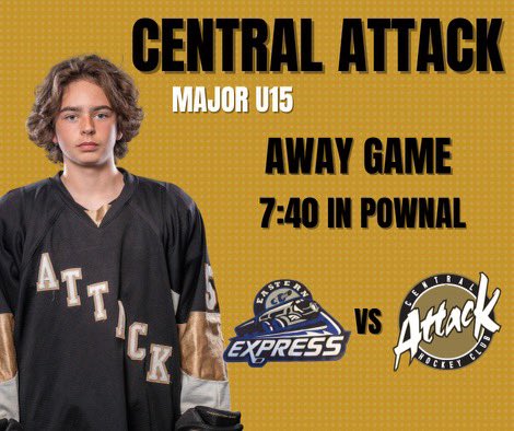 🚨GAME DAY🚨

The Central Attack are on the road tonight as they travel to Pownal to take on the Eastern Express.

Cash Fisher looks to get us on the board early while Luke Bootland gets his 2nd start between the pipes

Warm up 7:20
Puck Drop 7:40
#AttackHockey🟡⚫️
