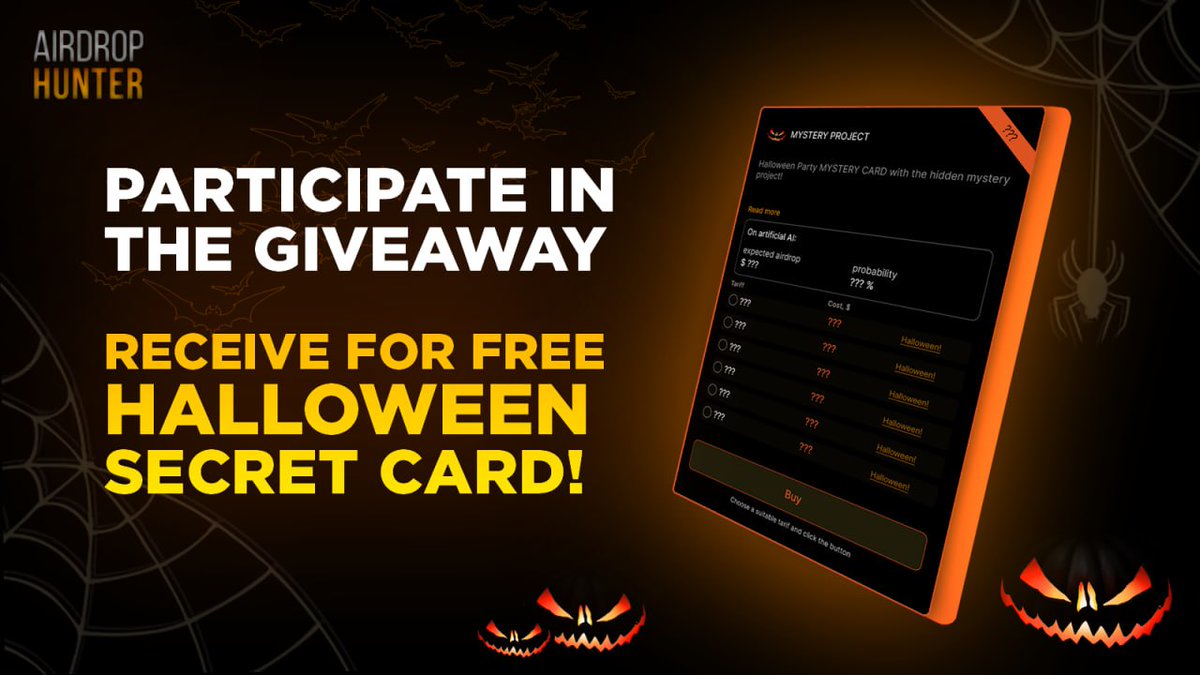 airhunter_drop's tweet image. 🎃 Announcement

👻 Secret Hunters Halloween Party 🎃 

Participate in the giveaway to receive for FREE a Halloween Secret Card
╰ gleam.io/6XnNK/-hunters…

#airdrop #giveaway #gleam