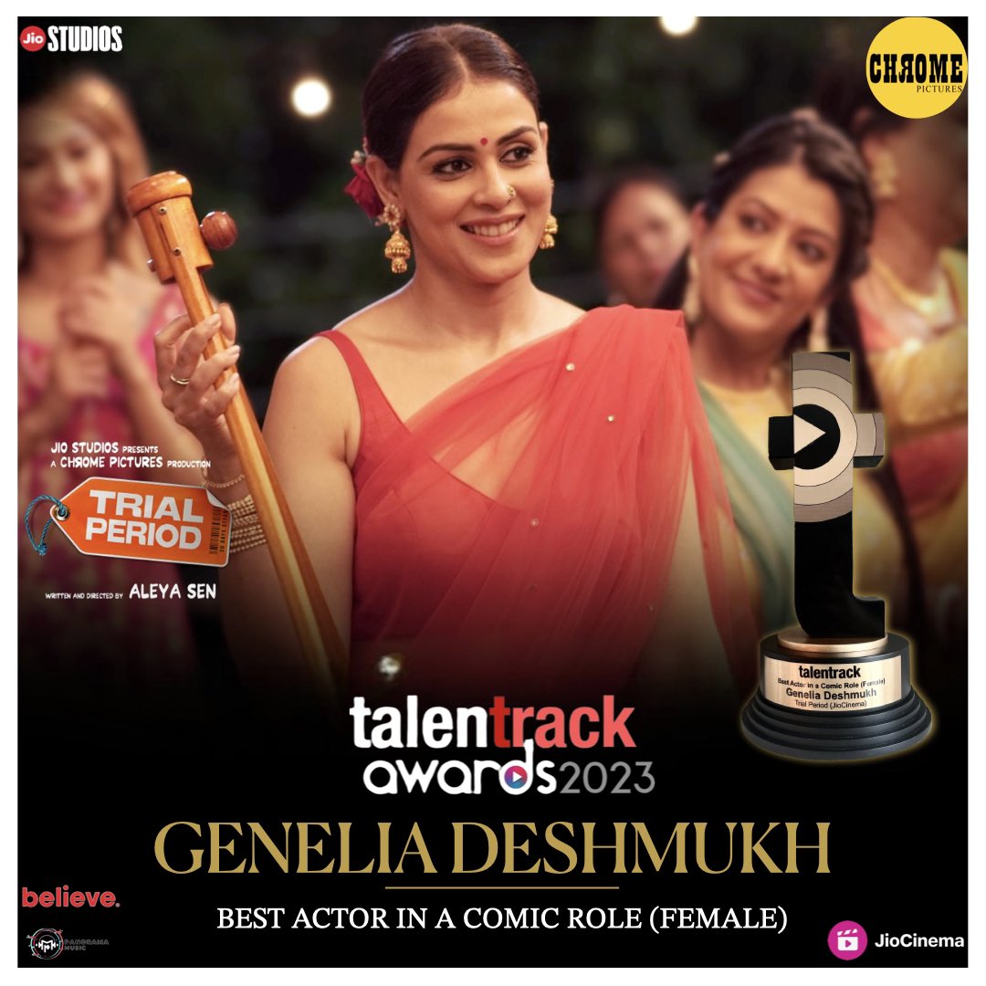 A huge congratulations to our Ana @geneliad for her win at the #TalentTrackAwards2023 ! 🤩 🌟#TrialPeriod @mytalentrack 

@Sen_Aleya @iAmitRSharma @hemantchrome @manavkaul @raogajraj @shaktikapur #SheebaChadda @Zidanebraz