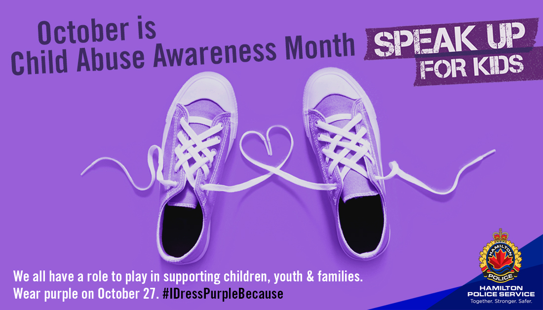 HamiltonPolice's tweet photo. Child Abuse Awareness Month continues.

#DressPurpleDay2023 is TOMORROW!

⬇️⬇️⬇️⬇️⬇️
https://t.co/sTCsmopVcg
#HamOnt https://t.co/bMi0FLKid3