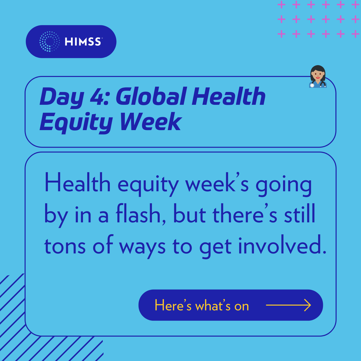 HIMSS's tweet photo. 🌟 Don't let the week slip away – Global Health Equity Week is still buzzing with lots for you to check out! 🌎

As always, use the link below for any last-minute sign-ups. #HealthEquity

https://t.co/20pInw1ykq https://t.co/FFKw88KZLm