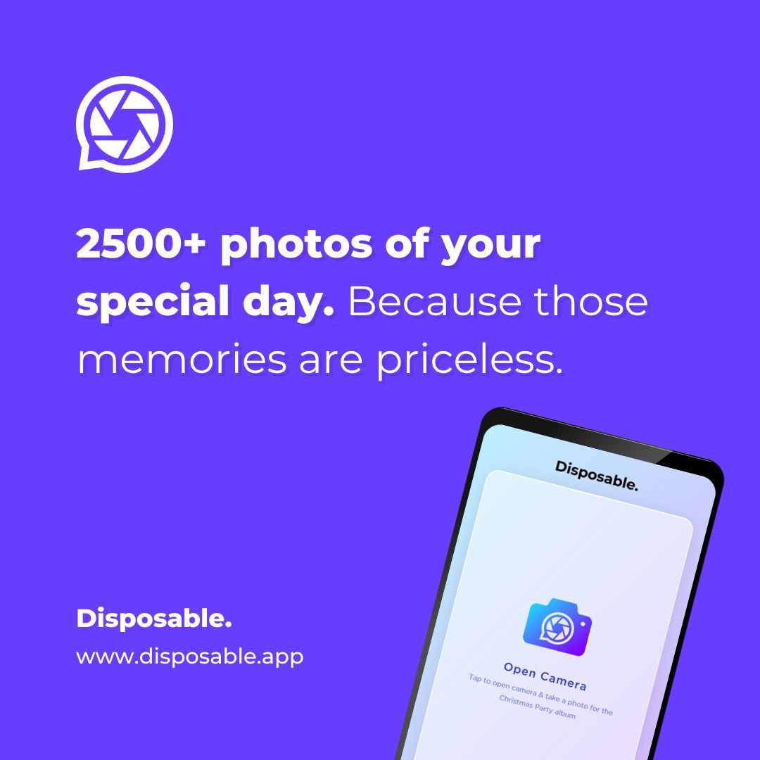 disposable_app's tweet photo. Capture the magic of your special day with over 2500 stunning photos. Relive those priceless memories forever. #weddingmemories #cherishedmoments https://t.co/C0mEHl1BNq