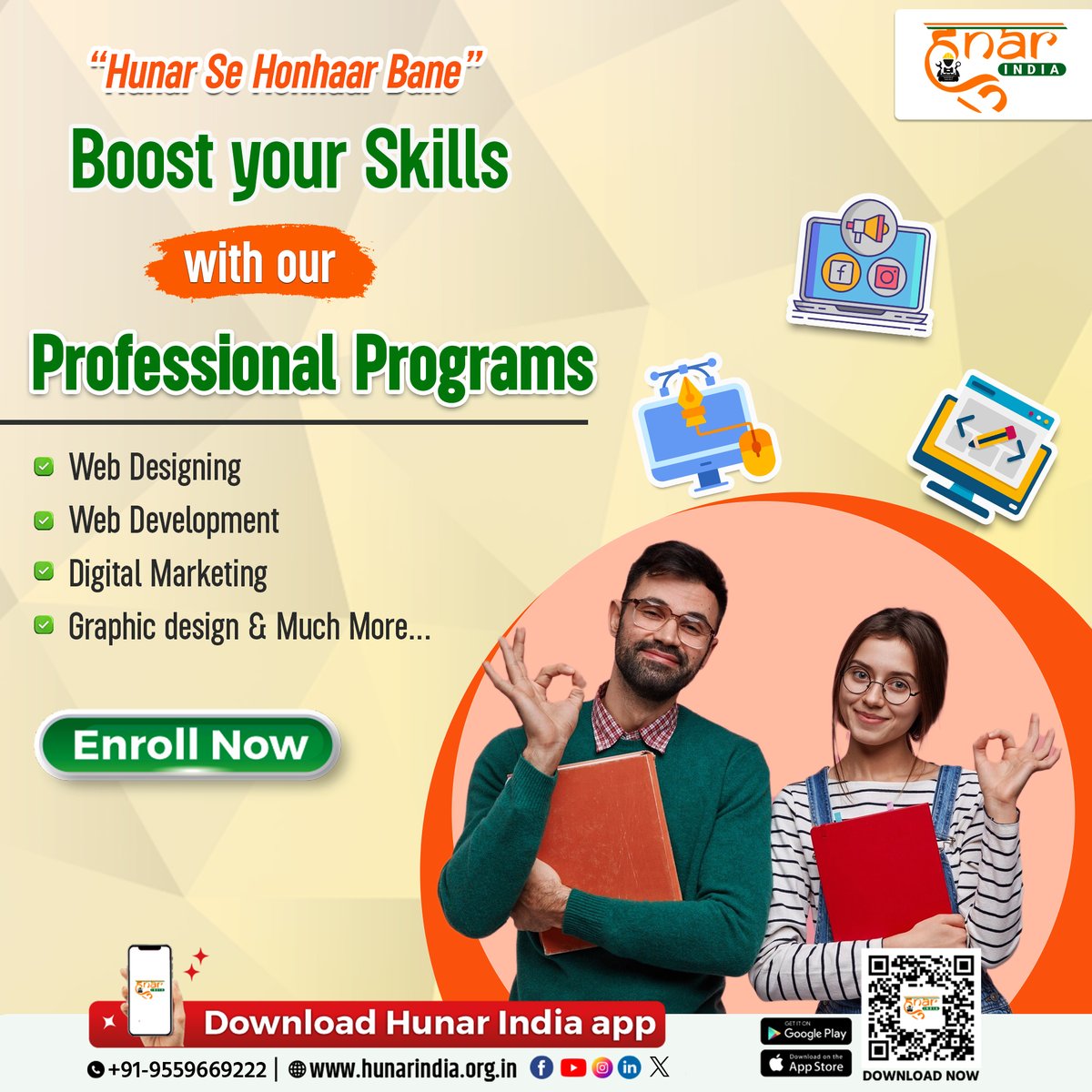 HunarIndiaOrg's tweet photo. Don't let your career get stagnant. Take a bold step towards success by enrolling in our professional programs today. Unlock your potential and start a journey of continuous growth and achievement.
Join Our Course : https://t.co/qVm27rIgpe
#professionalprograms #careercounseling https://t.co/fKepbCzj3A