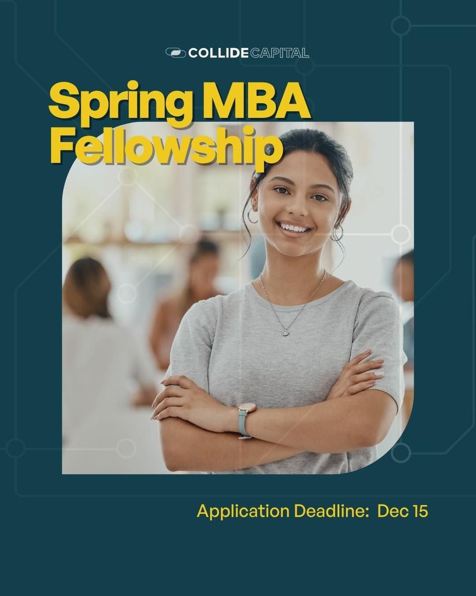 🎉 Exciting News! Collide Capital's Spring MBA Fellowship is open for applications! Join us in supporting the most deserving founders and get hands-on VC experience.

Ready for the VC world? Apply by Dec 15! buff.ly/4725K2a 

#CollideOnPurpose #VC #venturecapital