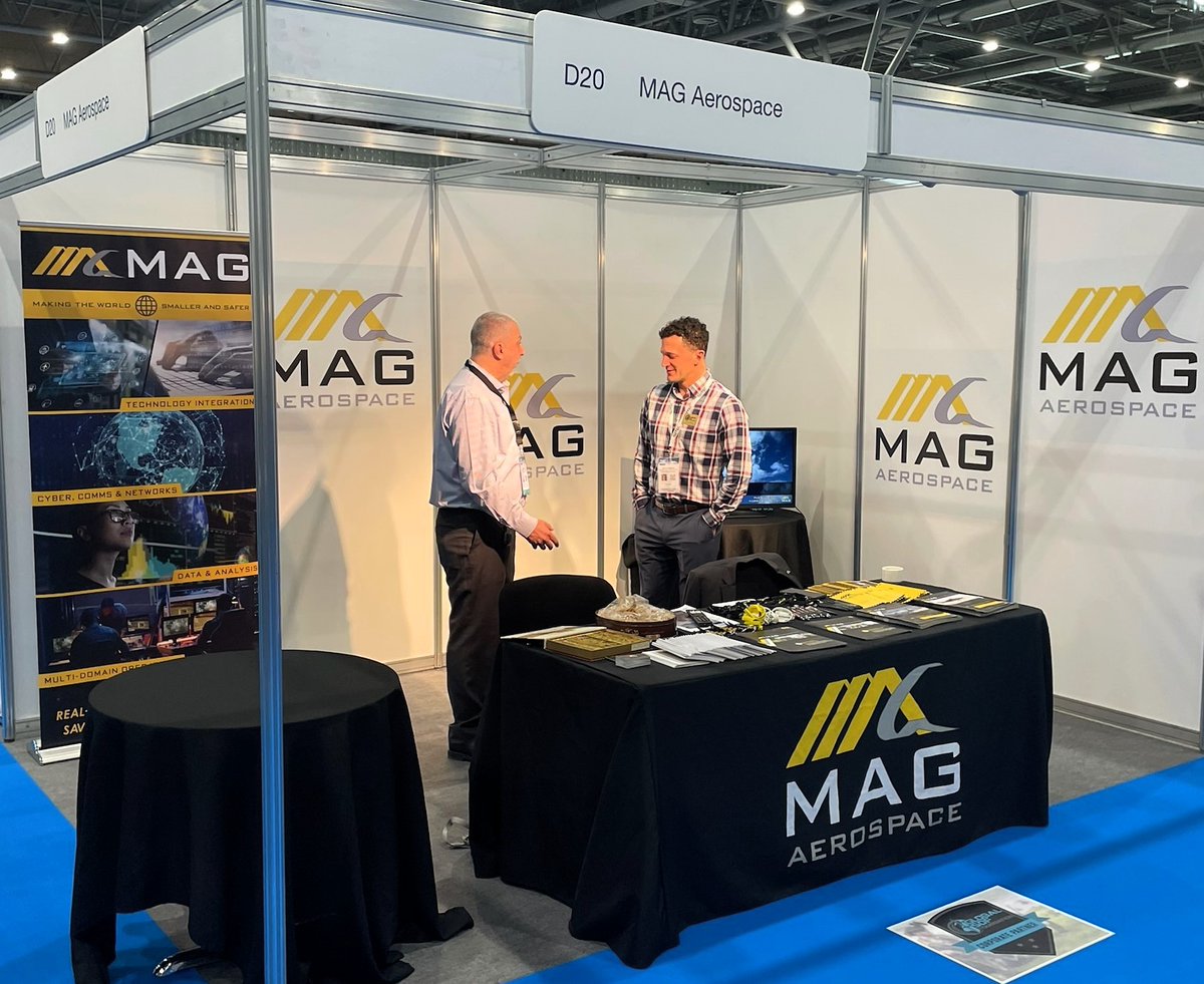 MAGaerospace's tweet photo. Day 3 at the GSOF Symposium Europe 2023 in Brno, Czech Republic! Stop by and connect with MAG at stand D20! Make sure you’re following MAG to be the first to know about company news! https://t.co/qdZumFIECu
#GSOF #c5isr #jadc2 #ServeWinPerform #GSOFeurope https://t.co/sYb6Moo0Dn