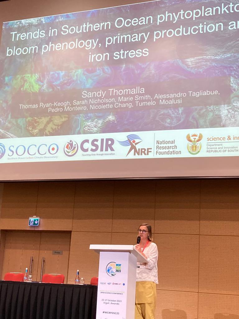 Today our Research Group Leader <a href="/SandyThomalla/">Sandy Thomalla</a> spoke about “Trends in Southern Ocean phytoplankton bloom phenology, primary production and iron stress” at the <a href="/WCRP_climate/">World Climate Research Programme (WCRP)</a> conference