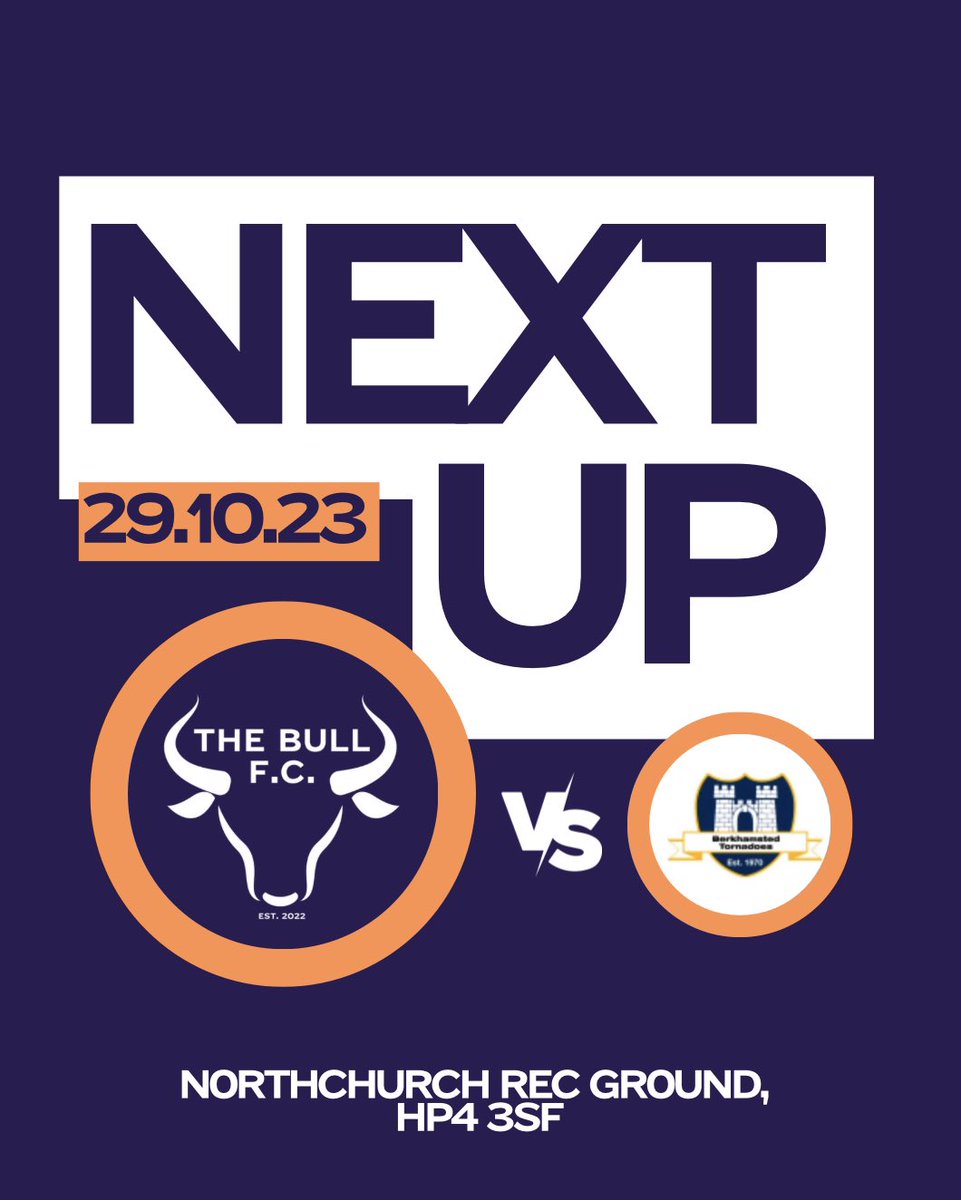 2nd in @HertsADSL Div 1 Vs 2nd in <a href="/BerkhamstedSun/">BerkhamstedSundayFL</a> Div 1. 

Next round of the county cup this Sunday. 

Should be a cracker <a href="/BerkoNadoesReso/">Berkhamsted Tornadoes</a>