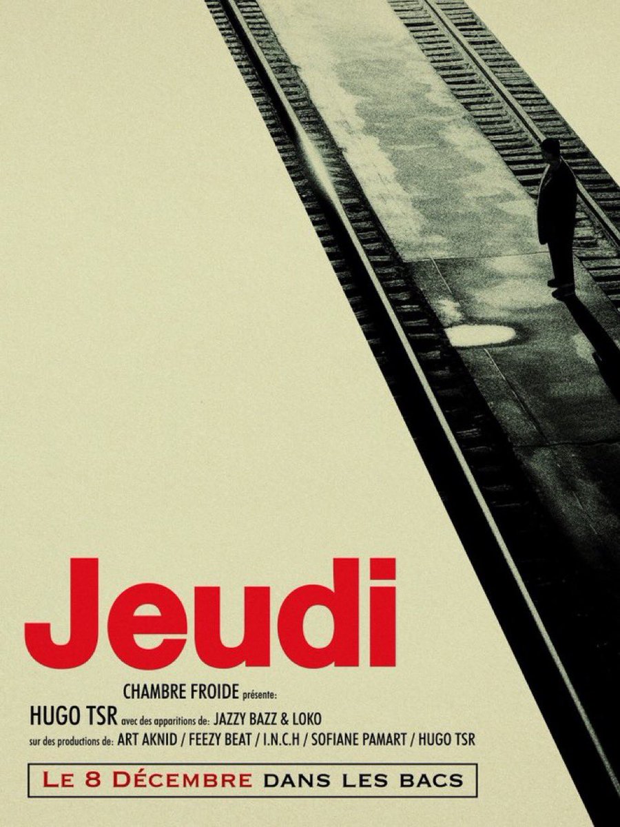booska_p's tweet photo. 🛤️ | Hugo TSR est de retour le 8 décembre avec la sortie d’un nouvel EP : JEUDI

◉ Loko
◉ Jazzy Bazz 
◉ Sofiane Pamart
◉ Art Aknid 
◉ Feezy Beat
◉ I.N.C.H https://t.co/pYLb56jmaT