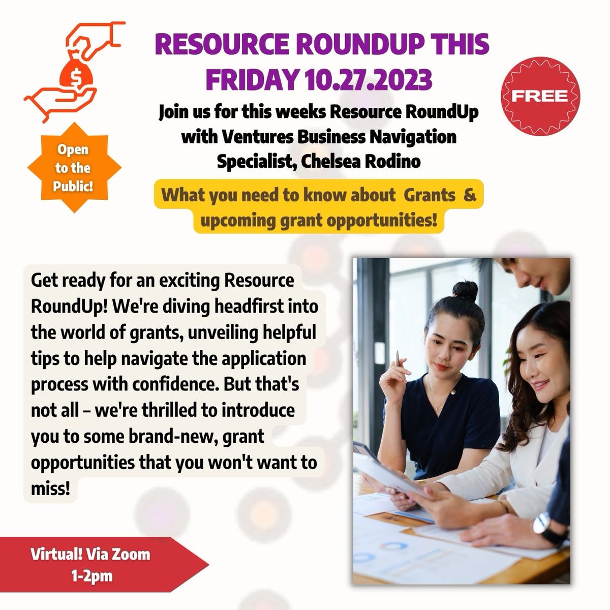 Ventures (@venturesnp) on Twitter photo Please join us virtually this Friday, 1pm-2pm for Resource RoundUp & or share with any entrepreneurs you think may benefit!
Below is the link to register 
ow.ly/LiSs50Q0Obm Please join us virtually this Friday, 1pm-2pm for Resource RoundUp & or share with any entrepreneurs you think may benefit!
Below is the link to register 
ow.ly/LiSs50Q0Obm
