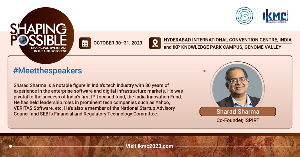 Sharad Sharma, Co-Founder of iSPIRIT Foundation—a #nonprofit #technology think tank—will be giving a keynote address on "Democratising Access" as part of the 1st #Plenary of #IKMC2023—We Are the Possible.

For more information about this event, visit ikmc2023.com