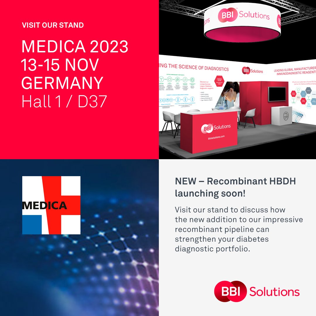 bbi_solutions's tweet image. Medica is approaching and our specialists would like to welcome you to discuss  our impressive recombinant pipeline and our new recombinant HBDH which is set to launch soon ! Schedule a meeting with us at Medica here: bit.ly/40d6EGJ
#Medica2023