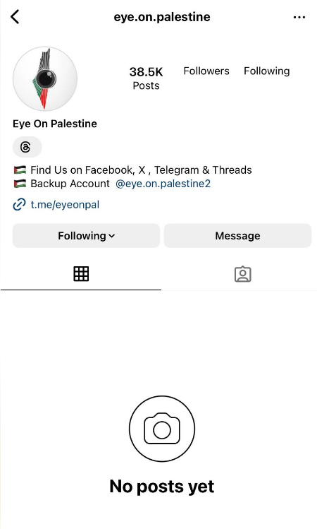 BDSmovement's tweet photo. The #BDS movement condemns in the strongest terms @Meta's anti-Palestinian racism and censorship of Eye on Palestine, an account with over 6 million followers which details Israel's genocidal war on Palestinians in Gaza. https://t.co/cRTlTjAlcm