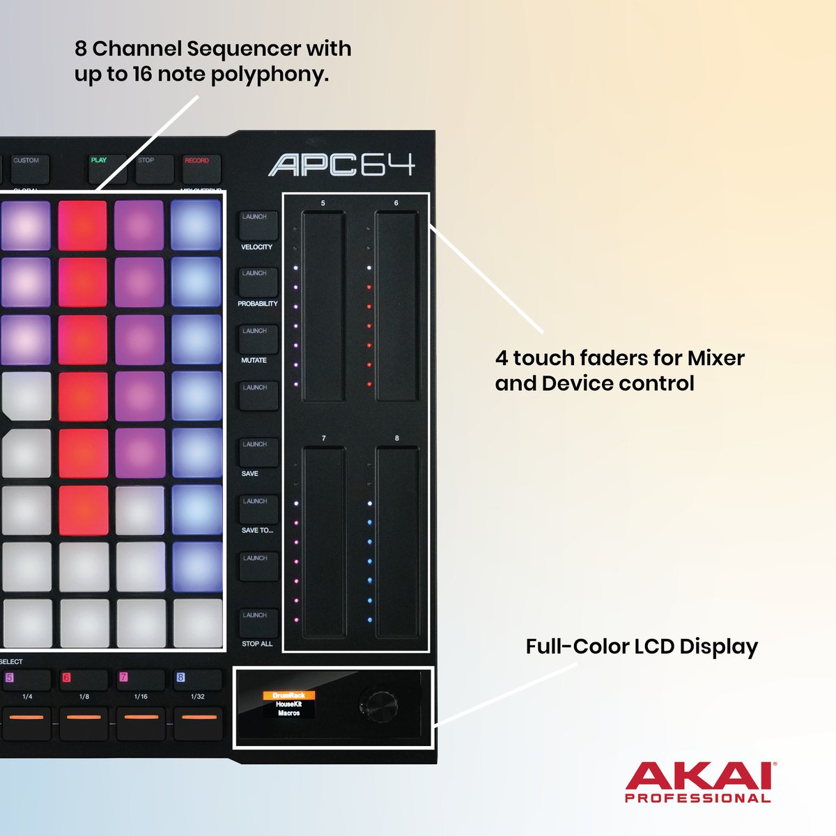 Leap into a new world of musical possibility in the studio, on stage, and anywhere creativity leads you with the powerful APC64. Hit the link to discover more: akaipro.com/apc64.html