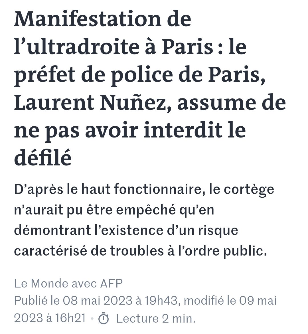 attac_fr's tweet image. Rappelons qu'en mai Laurent Nunez justifiait la non interdiction de la manifestation d'ultra-droite (et ouvertement antisémite) en expliquant tranquillement qu'elle ne posait aucun problème d'ordre public. 

Chanter des saluts nazis, oui ; demander le cessez-le-feu à Gaza, non !