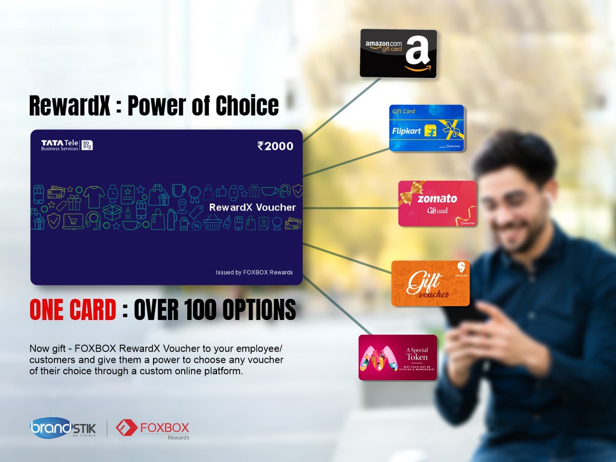 BrandSTIK's tweet photo. Exciting news! FOXBOX RewardX by BrandSTIK is here to revolutionize your Diwali corporate gifting.
With one card, employees can choose from 100+ vouchers like Amazon, Swiggy, and Myntra. You can customize and get a free branded platform.
Learn more at +91 86550 06622
#DiwaliGifts https://t.co/YdNLOZQDdT