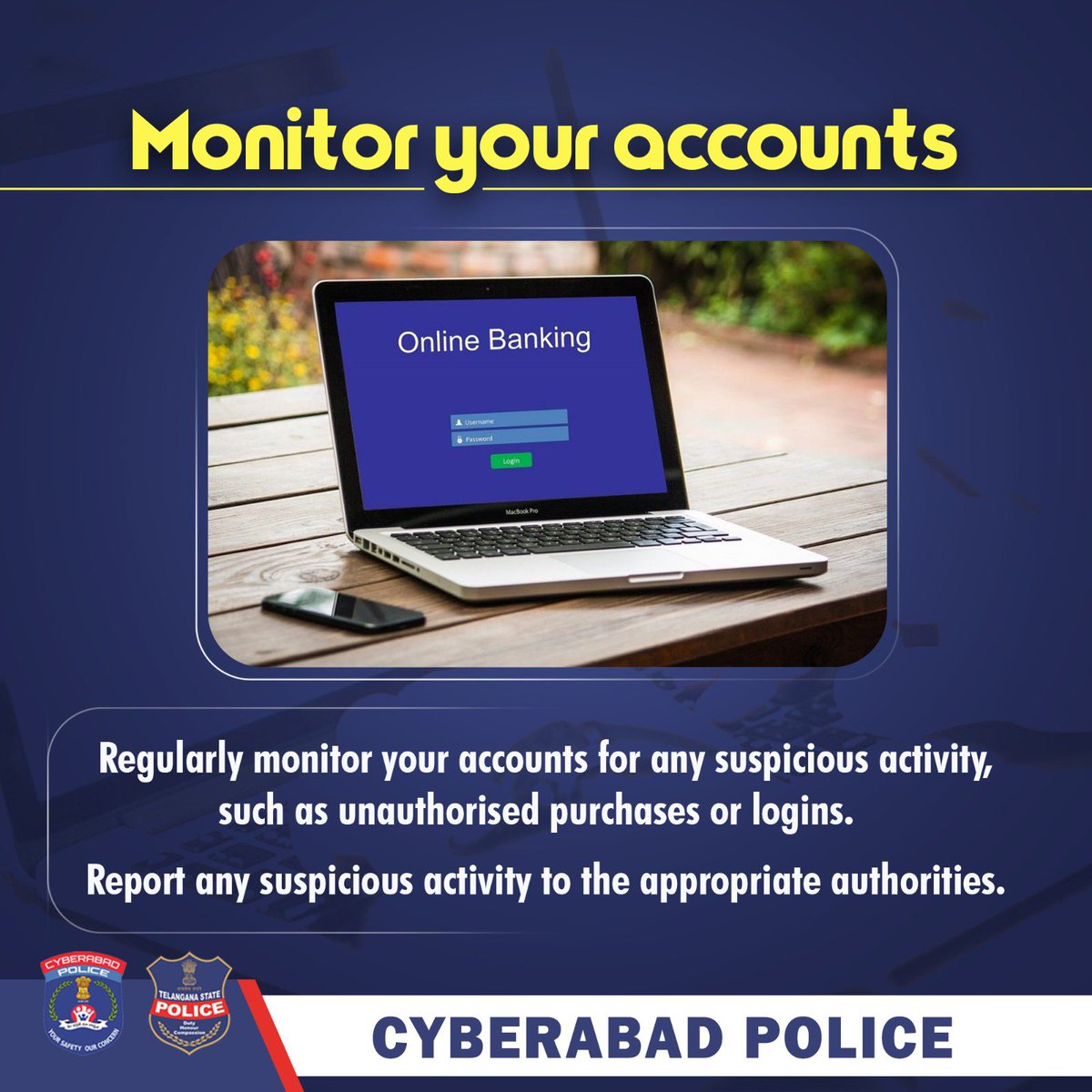 CyberCrimesCyb's tweet photo. Report any suspicious activity @ 1930
#ReportAt1930 #RegisterComplaints #CyberAwareness #CyberabadPolice https://t.co/ITgaRPxjAS