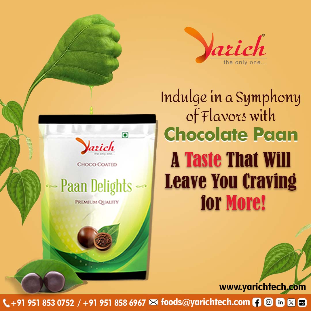 YarichTech's tweet photo. Indulge in a Symphony of Flavors with our ๐๐๐ซ๐ข๐๐ก ๐๐ก๐จ๐๐จ๐ฅ๐๐ญ๐ ๐๐๐๐ง ๐๐๐ฅ๐ข๐ ๐ก๐ญ๐ฌ โ A Perfect Blend of Sweetness.
#yarichtech #ChocolatePaanDelightsFlavors #PaanMeetsChocolate #ExoticFlavorFusion #TasteOfTradition #ChocoPaanBites #SavorTheFlavor https://t.co/sumiGq9l7f