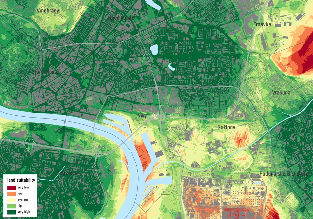 UrbanPlannerCZE's tweet photo. We finished the land suitability analysis for The Metropolitan Institute of Bratislava (MIB). We computed 3 scenarios of the land suitability for 6 categories of land use. The results will be used to determine the forecast for the development of the city. https://t.co/ZaWQnDr4vA
