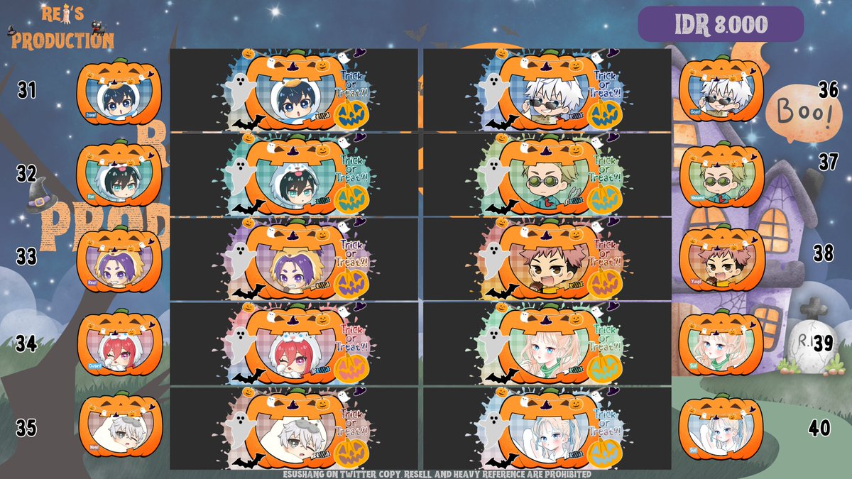 Help RT or repost, please? Thank you! (⁠≧⁠▽⁠≦⁠)  

Hallo aku ada ready stock chibi genshin hsr blue lock dan jjk + sui spesial halloween, bisa langsung ditake lewat DM. Harganya 8k/each (header jpg ava png), ayo jajan!🫶🏻  

#zonauang #zonaba #zonajajan