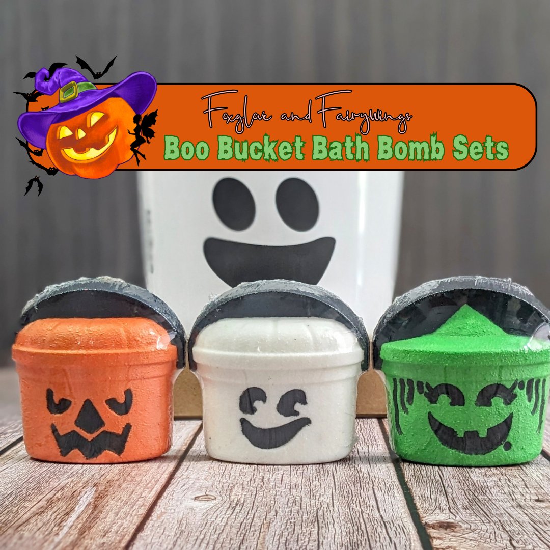 fxandfairywings's tweet photo. Boo buckets are back! This time in bath bomb form! Check out our Boo Bucket bath bomb set along with our Nightmare potion jar set this weekend at the apple butter fest in Kimmswick!

#BathBombs #BooBuckets
#AppleButterFestival #KimmswickMO #ShowerSnacks 
#FoxgloveAndFairywings https://t.co/limpOEID5C