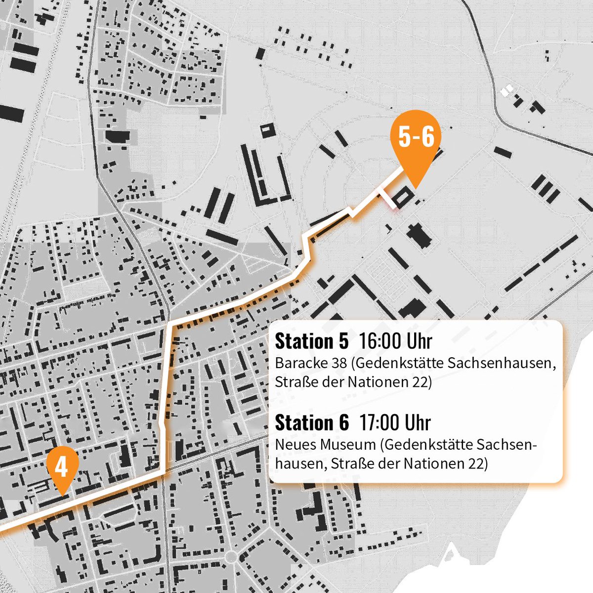 Am 9.11.2023, dem 85. Jahrestag der Novemberpogrome, laden wir zu einer mobilen Gedenkveranstaltung ein.

Wir wollen die antisemitischen Gewalttaten, die 1938 im Zentrum Oranienburgs stattgefunden haben, eben dort sichtbar machen.

Alle Infos gibt's hier: shorturl.at/euHY9