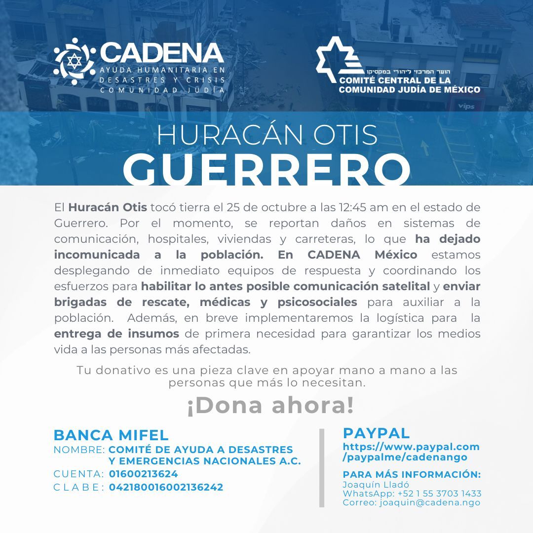 Evita bulos y malas informaciones, el trabajo actual es intentar recuperar comunicaciones y servicios básicos. Si quieres ayudar, esta es una opción. Cuídate de FakeNews y oportunistas. #AcapulcoOtis