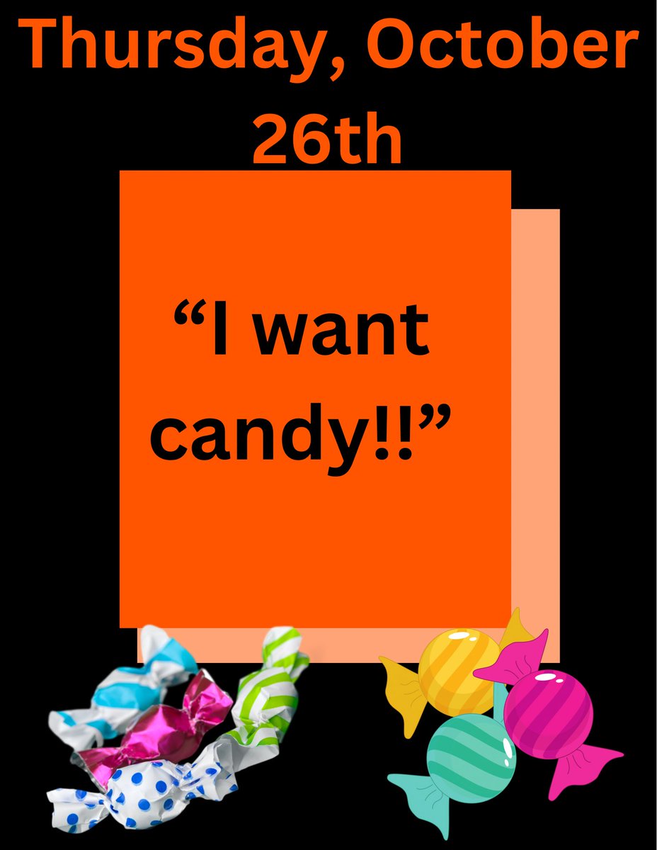 danceartscenter's tweet photo. “Trick or Treat!”
In just 5️⃣ days everyone will be saying that phrase!!
Come to dance dressed like your favorite candy!!
Please make sure your dancer is still in proper dance clothes underneath and that their outfit is danceable.
See you at dance!!
•
•
•
#fallingintodac https://t.co/Z1Vvccpim7