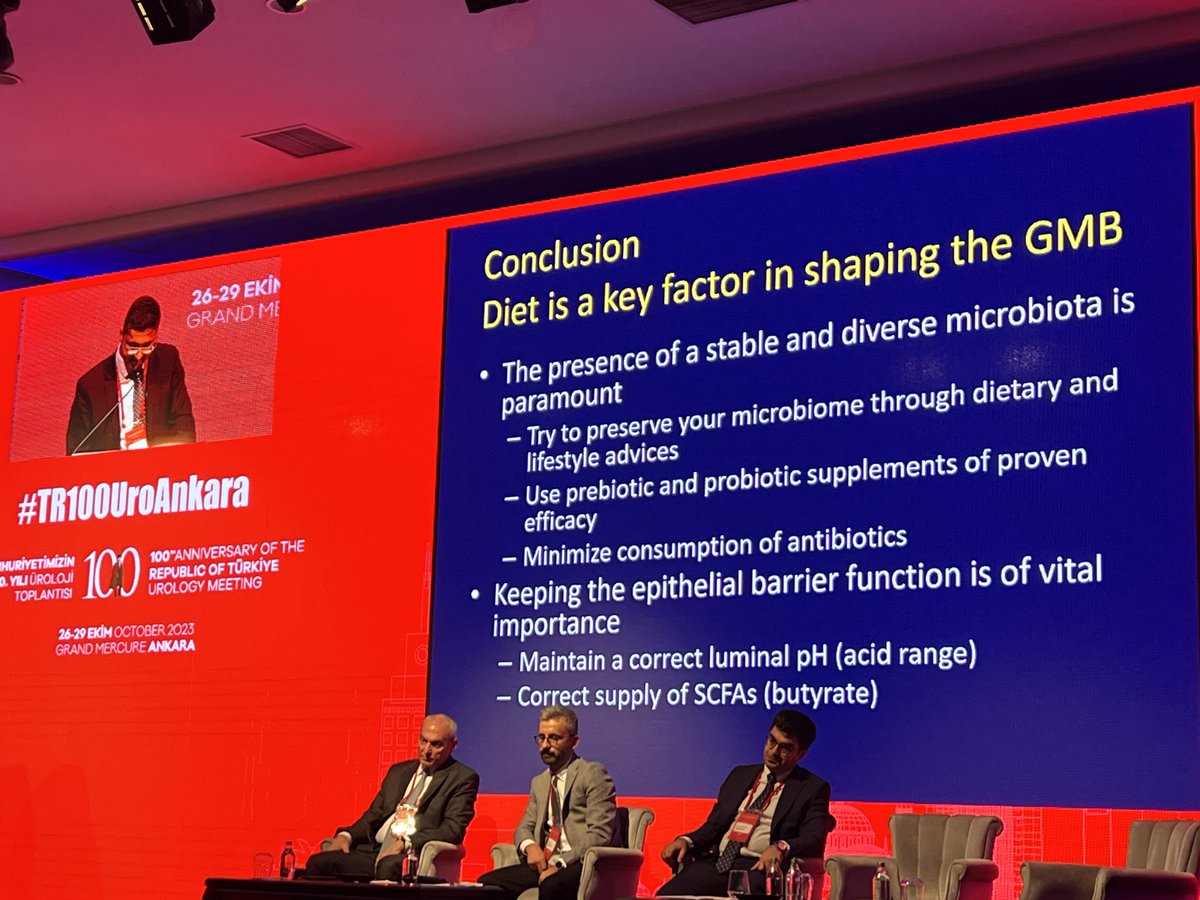 Tzevat TEFIK (@tzevattefik) on Twitter photo #TR100UroAnkara
Role of metabolism in #KidneyStoneDisease
<a href="/ardatar/">Feyzi Arda ATAR</a> clearly stating
🔵Disbiosis=microbial imbalance
☑️Diet control is of utmost importance, try to preserve your microbiome
☑️Use prebiotic and probiotic supplements of proven efficacy
⬇️/Minimize use of antibiotics #TR100UroAnkara
Role of metabolism in #KidneyStoneDisease
<a href="/ardatar/">Feyzi Arda ATAR</a> clearly stating
🔵Disbiosis=microbial imbalance
☑️Diet control is of utmost importance, try to preserve your microbiome
☑️Use prebiotic and probiotic supplements of proven efficacy
⬇️/Minimize use of antibiotics