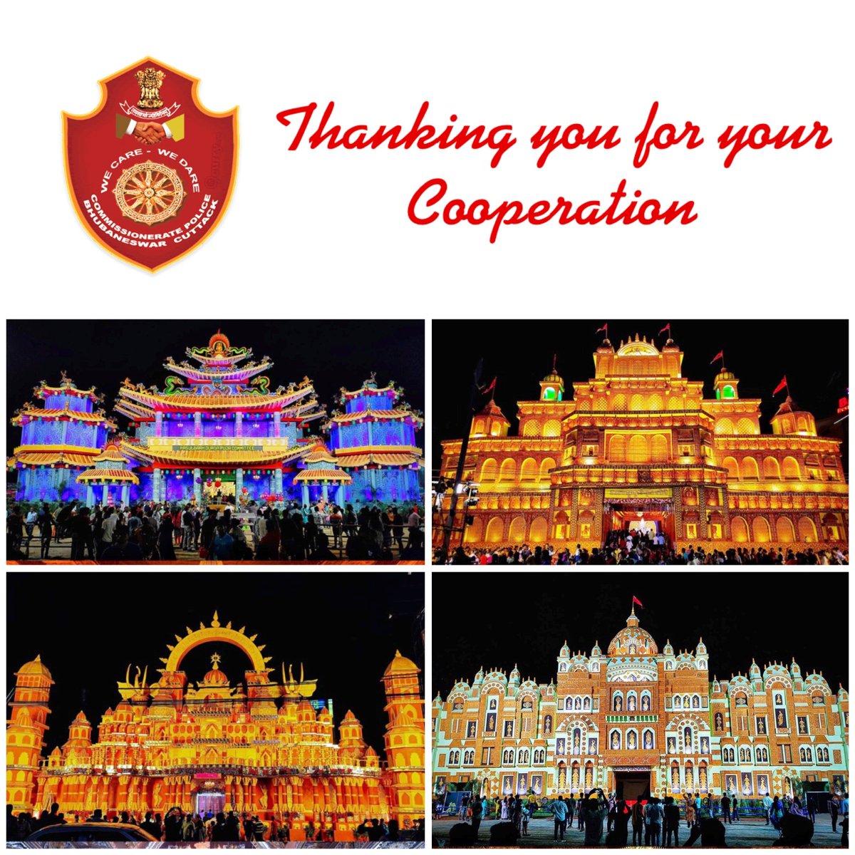 We express our gratitude to the public & pooja pandal committees for their cooperation and support during all incident-free events of Durga Puja & Dusshera. We appreciate maintaining peace and Law and order in the Twin-City in a collaborative manner. #durgapuja2023 #DurgaPuja