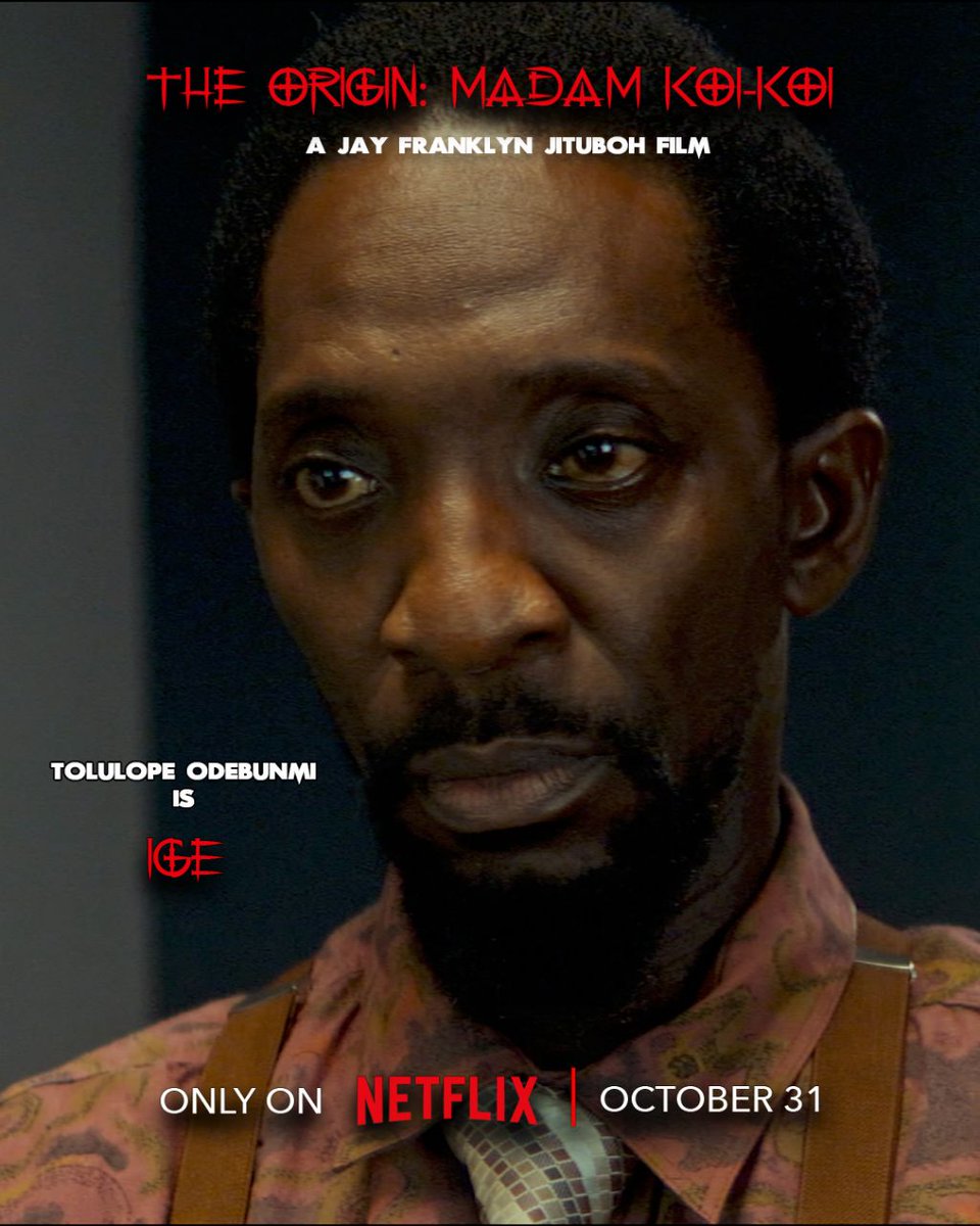 Zexytolu's tweet photo. A dark spirit has been awakened, one forgotten for decades, and is coming to seek vengeance October 31, only on @NetflixNaija #TheOriginMadamKoiKoi  
TOLULOPE ODEBUNMI is Ige
Welcome to Malomo. 😱👠  
THE ORIGIN: Madam Koi-Koi 
A Jay Franklyn Jituboh Film https://t.co/EQMsinlqWm
