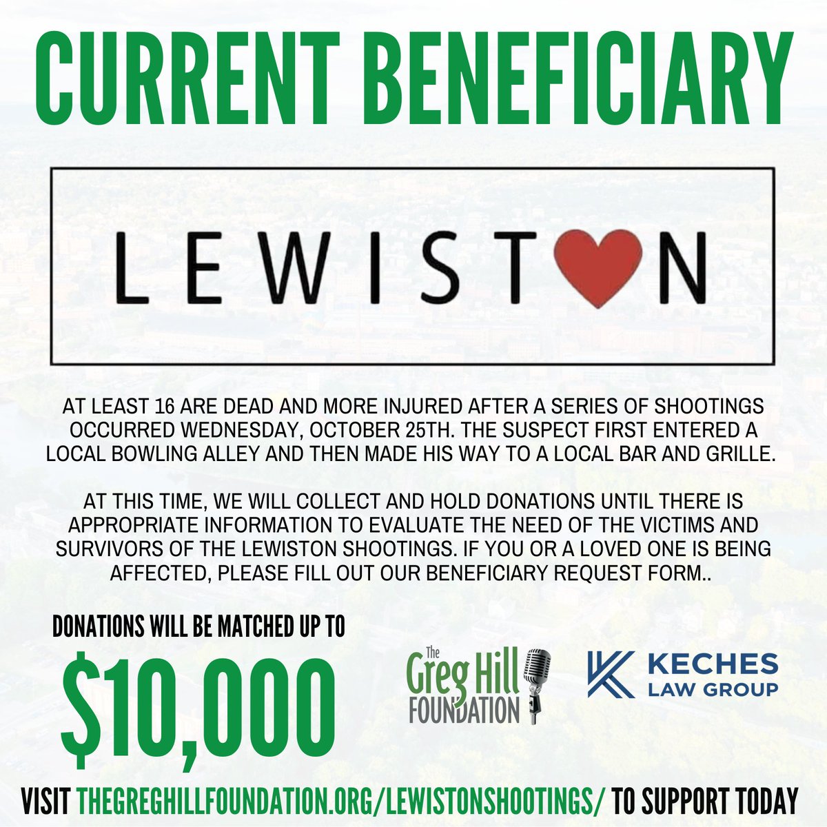 GHillFoundation's tweet photo. At least 16 are dead and more injured after a series of shootings occurred Wednesday, October 25th. The suspect first entered a local bowling alley and then made his way to a local bar and grille.
Learn more and make a donation at: https://t.co/5jPqe0Owhz

@greghillweei https://t.co/FOeHM6OmG1