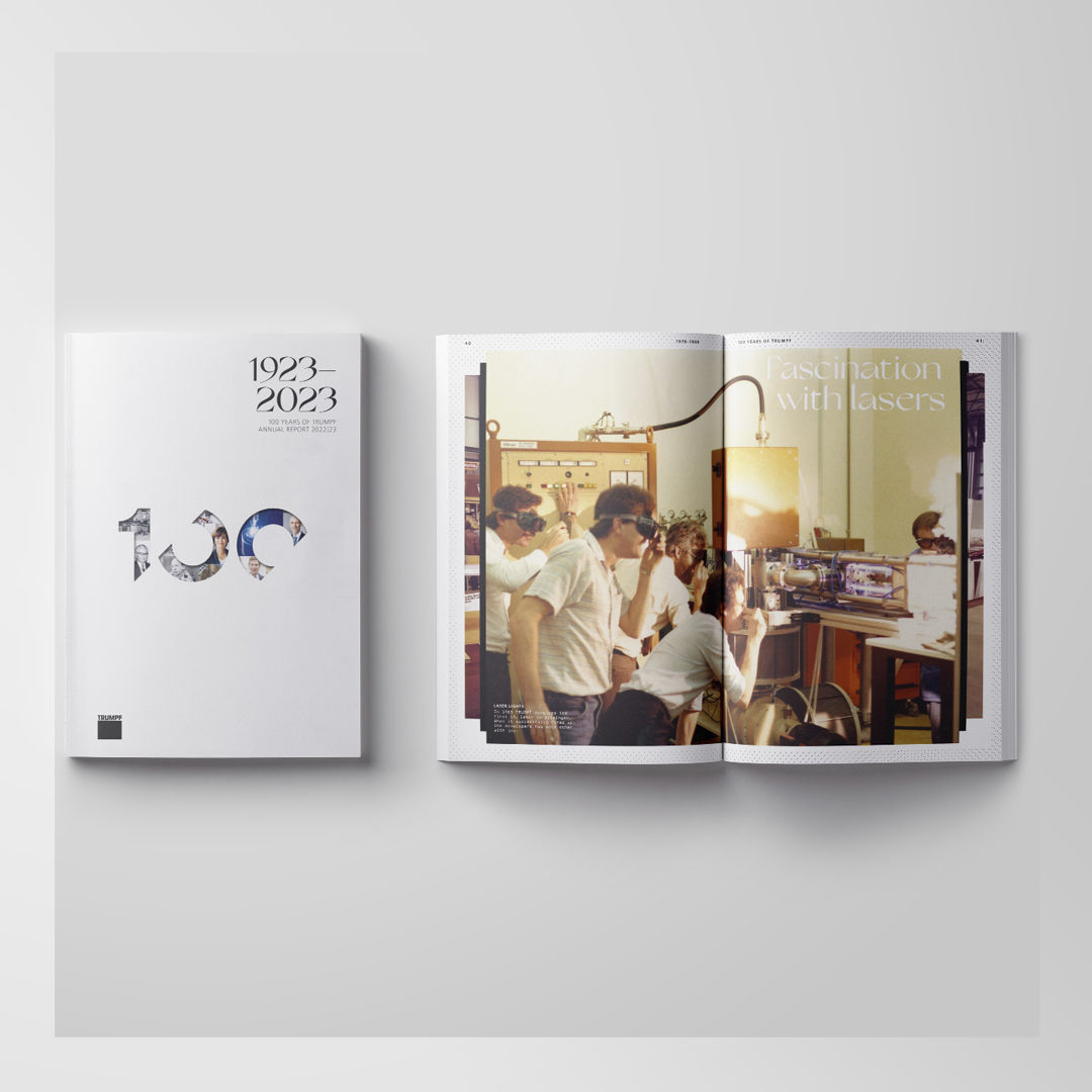 TRUMPF_News's tweet photo. 100 – The annual report in our anniversary year. Experience a milestone document that not only looks back at 100 years of innovation history, but also provides an inspiring outlook for the next #TRUMPF100 years: https://t.co/31I7uuMltD https://t.co/COeDJ5jwXa