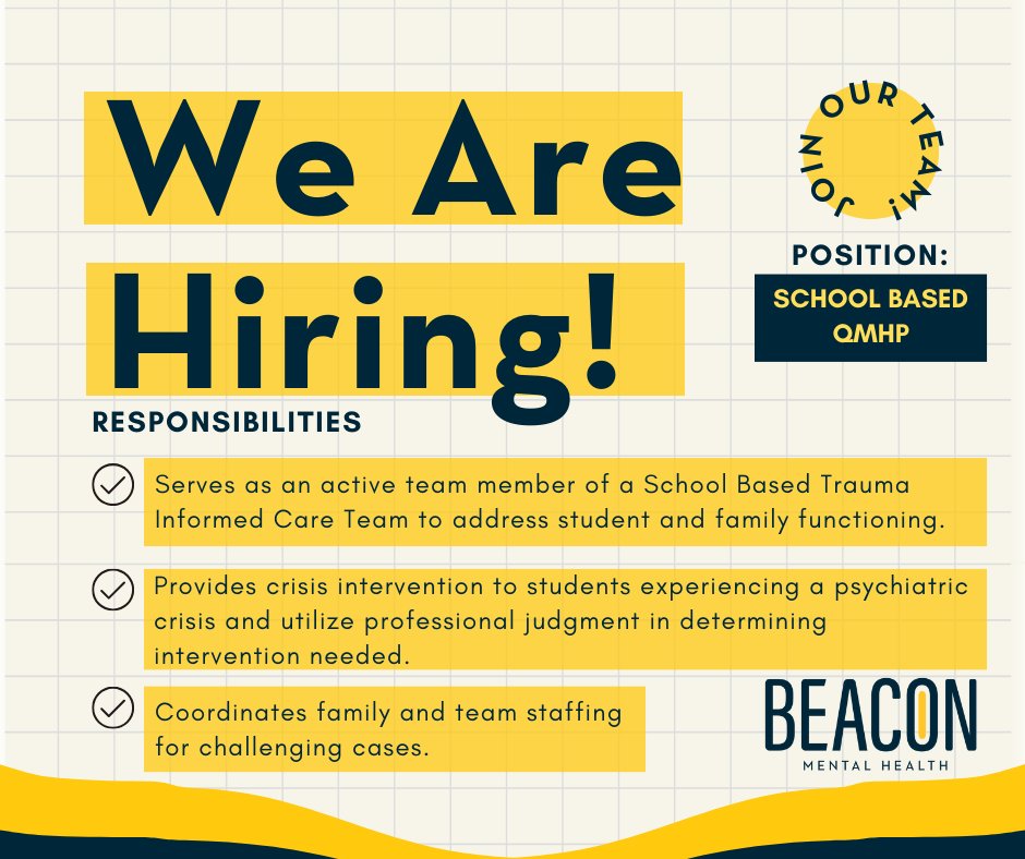 We are seeking a School Based QMHP to provide clinical behavioral health services and related support to students and their families within the assigned school district in Clay County. Learn more and apply online: ow.ly/zYq650PVbJz