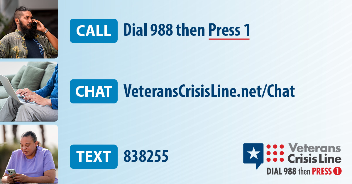 Distressing current events may worsen mental health challenges like anxiety and depression. If you’re a Veteran in crisis or concerned about one, responders are available 24/7 to listen and help. Dial 988 and Press 1, chat at VeteransCrisisLine.net/Chat or text to 838255.