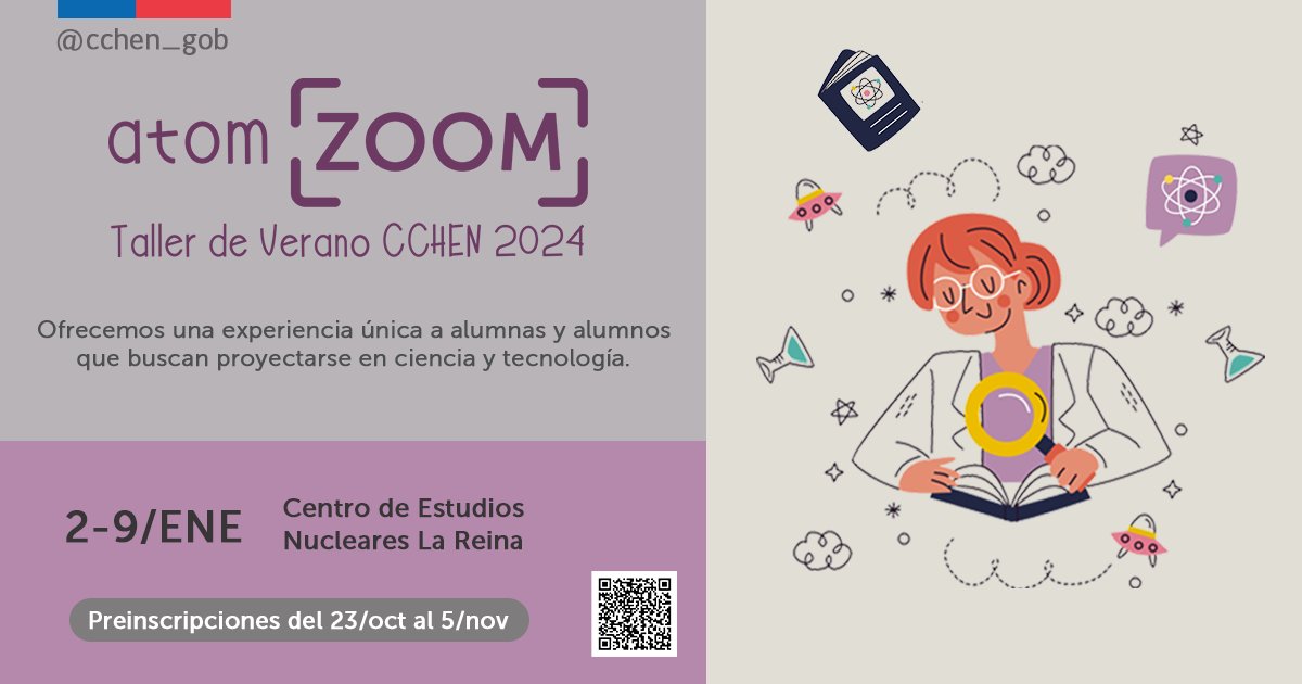 #atomZOOM 2024 ¡Preinscripciones abiertas! 🎉
Experiencia única que ofrecemos a alumnas/os que se proyectan en ciencia y tecnología. Estudiaremos el efecto de las radiaciones ionizantes en especies vegetales 🌱

👀 Buscamos promover + mujeres en #STEM 👉 goo.su/u6tHGb