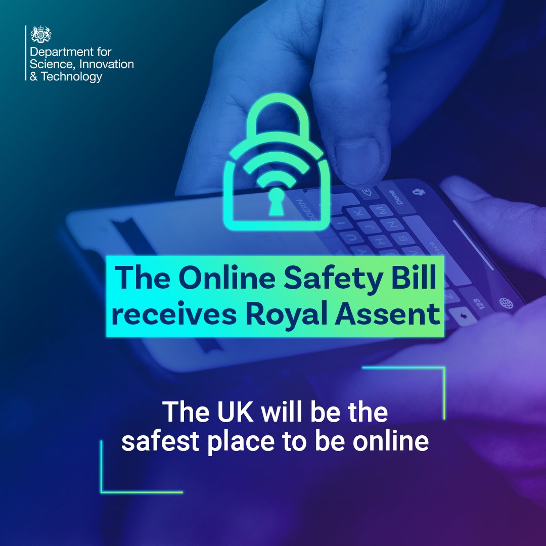 The Online Safety Bill has become law and will make the UK the safest place to be online 🔒 It will: 🛡️ increase protection for children 📲 give adults greater control over their online experience ❌ keep illegal content away from users Read more 🔽 gov.uk/government/new…