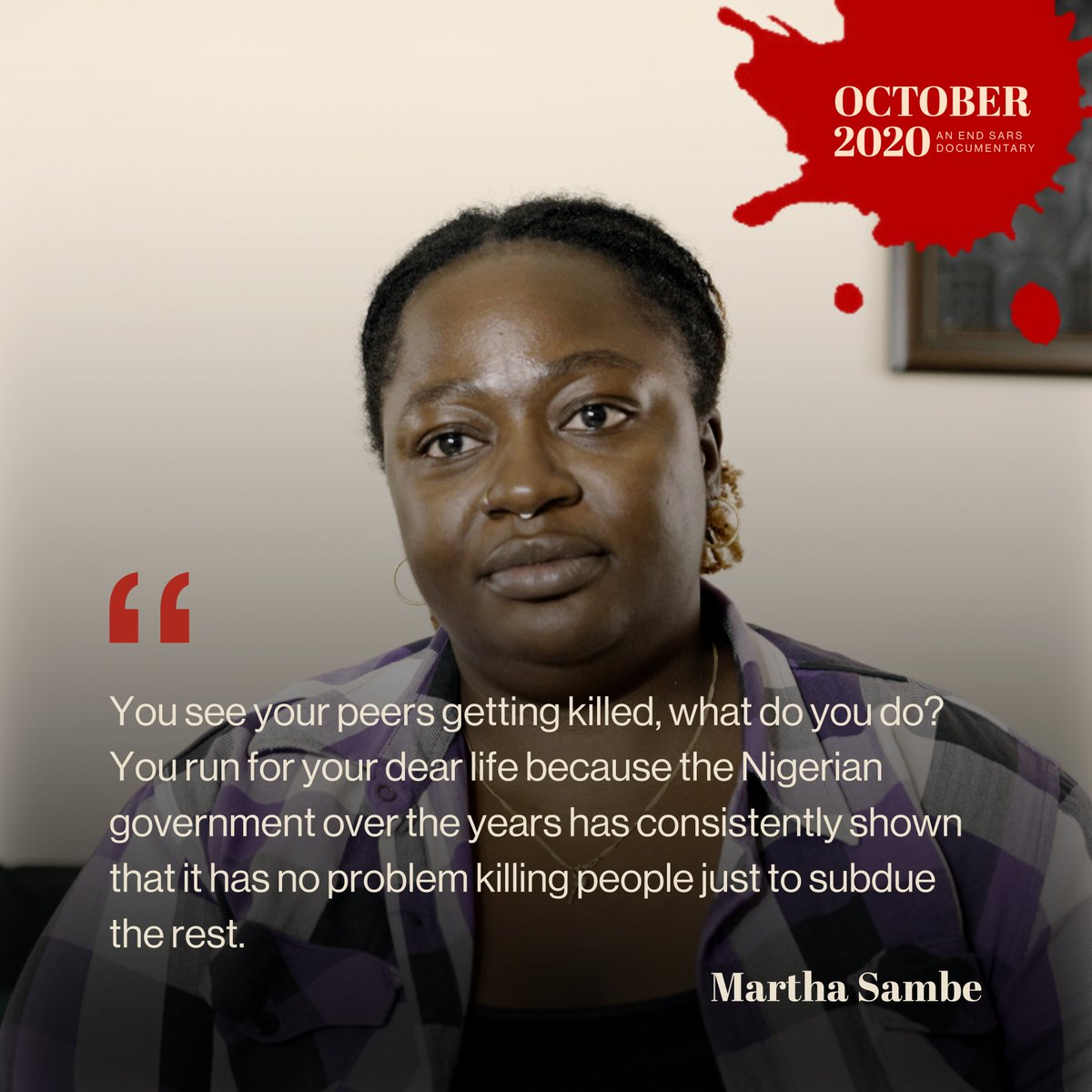 During the #ENDSARS protests, Martha was beaten by police in Abuja, suffering injuries, including a cracked skull. Our documentary, “October 2020”, highlights stories like hers, exploring the protests' lasting impact on Nigerians. Watch now: youtube.com/watch?v=d9tKlP…