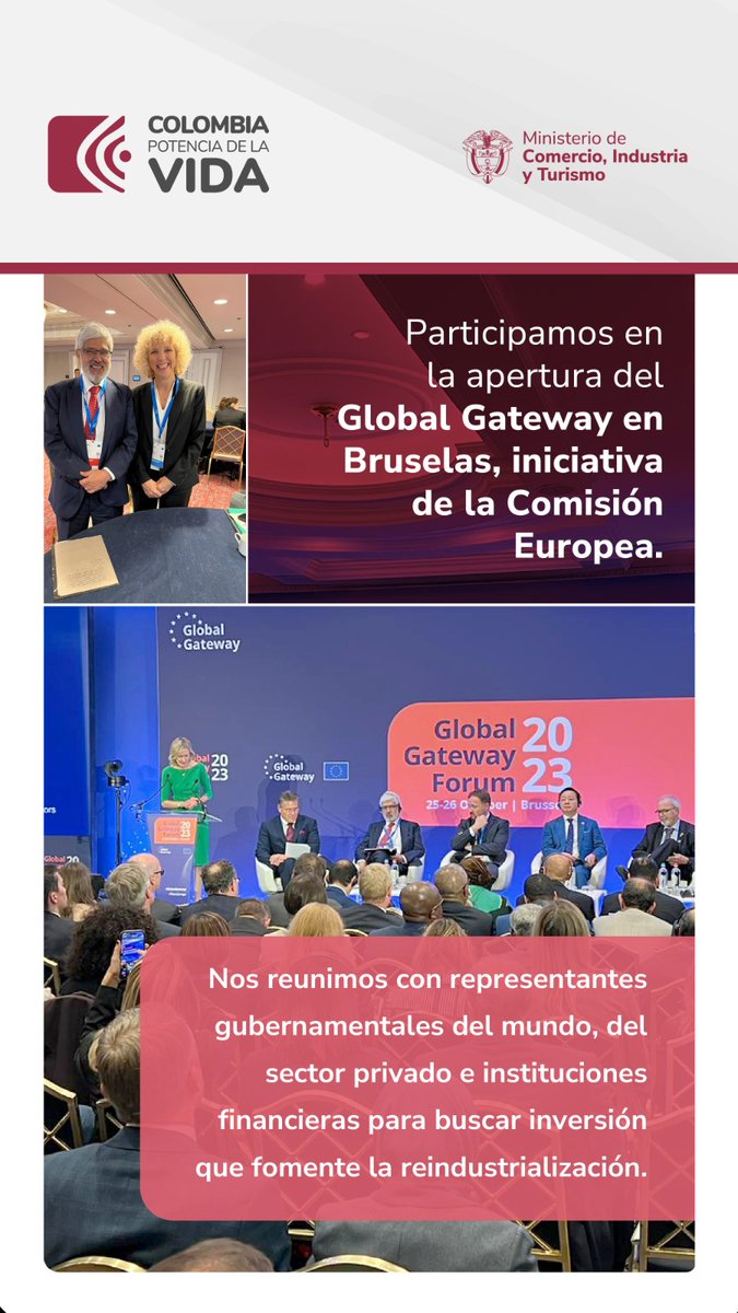 MincomercioCo's tweet photo. #HoyEsNoticia | Participamos en la apertura del  Global 🌎 Gateway en Bruselas, iniciativa de la Comisión Europea. Nos reunimos con representantes gubernamentales del mundo, del sector privado e instituciones financieras para buscar inversión que fomente la reindustrialización. #GobiernoDelCambio #JusticiaEconómica