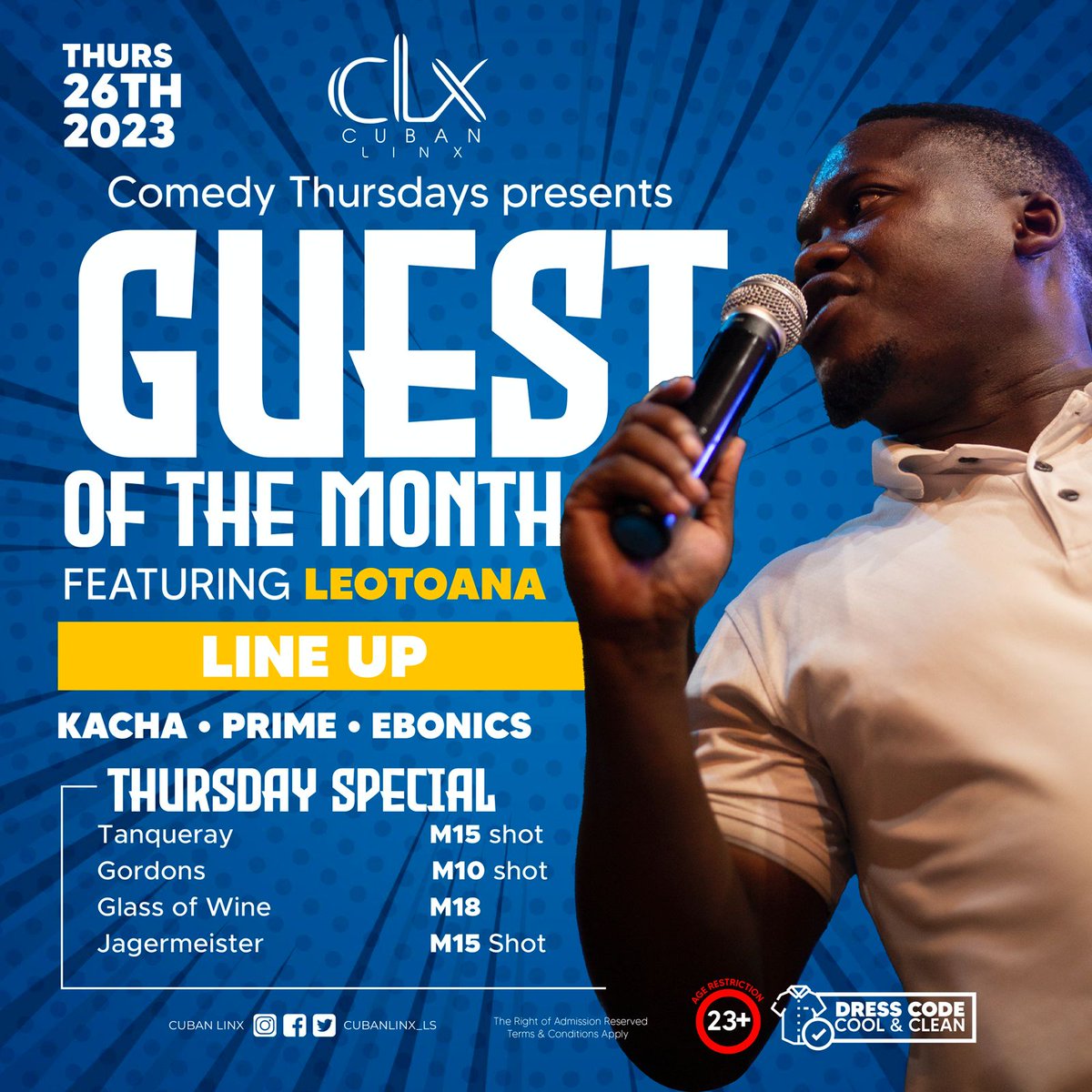 This Thursday, <a href="/cubanlinx_ls/">#OneTimeForClx</a> Comedy Thursdays is hosting a very special edition. We have #NontoR and <a href="/sephiritk/">Leotoana Sephiri</a> as our guests of the month. Zwagalang

#ForTheLoveOfComedy
#JustLive
#WomenInComedy